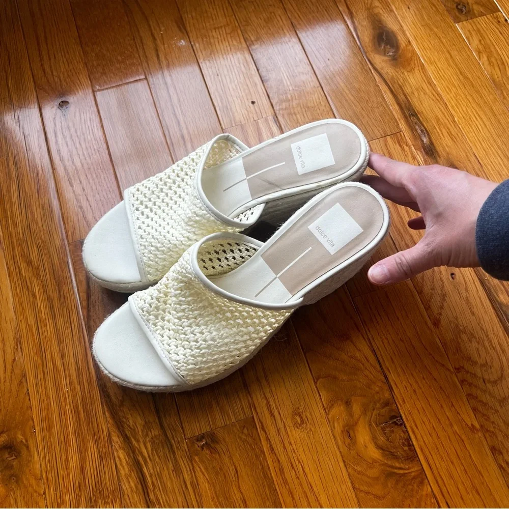 Dolce Vita Ivory Woven Platform Wedge Sandals